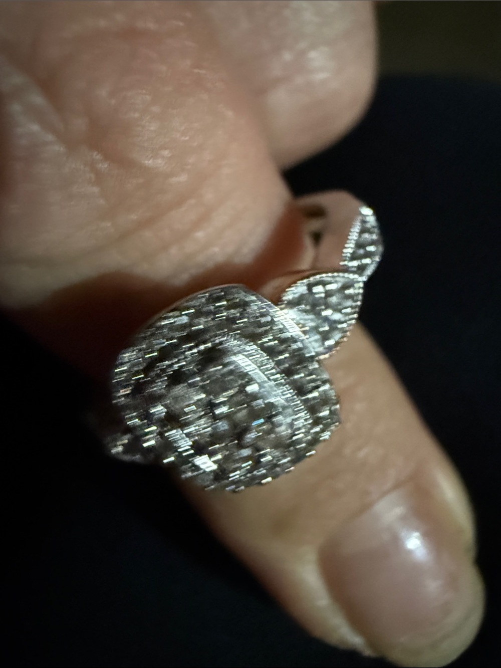 Diamond Halo Cluster Ring in Sterling Silver&14k sz7 - Picture 7 of 17